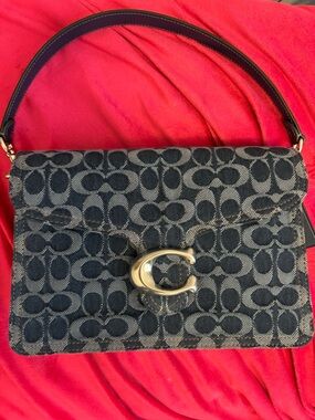 Coach tabby denim signature jacquard bag (w/out chain strap)